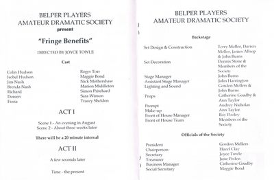 Fringe Benefits: photograph from the Belper Players archive
